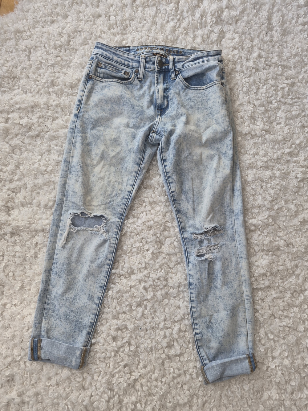 AE Slim Taper Jeans Distressed Acid Wash 28x30 Casual 360° Extreme Flex Y2K